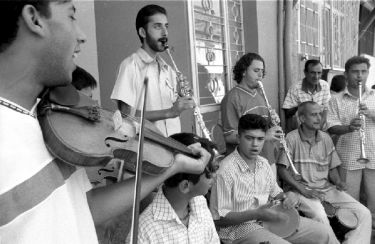A group of Roma musicians playing impromptu in a street of Kesan, a Thracean town in Turkey. Roma are renowned for their musical talent in Turkey, but it is a mixed blessing as they are widely perceived as 'incapable' of other professions. Photo: Dr Mustaga Ozunal. 